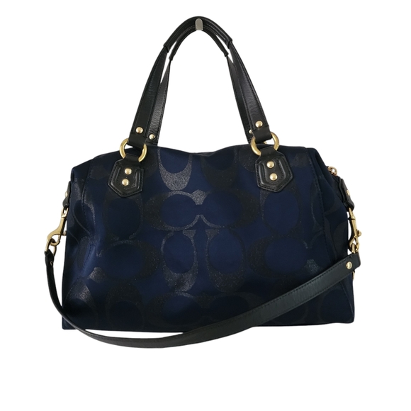 COACH CAMBPELL SIGNATURE METALLIC SATCHEL - Picture 2 of 11